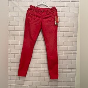 True Religion Red Super Stretch Orange coral Skinny Jeans - Size 26